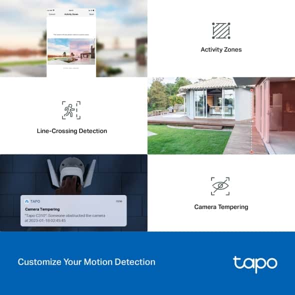 tp-link Tapo Outdoor Security Wi-Fi Camera, Ultra-High-Definition Video, Wired or Wireless Networking, Advanced Night Vision, Motion Detection and Notifications (AI), Sound and Light Alarm, Two-Way Audio, up to 512 GB, Voice Control | Tapo C310 V2.2 thumbnail 5