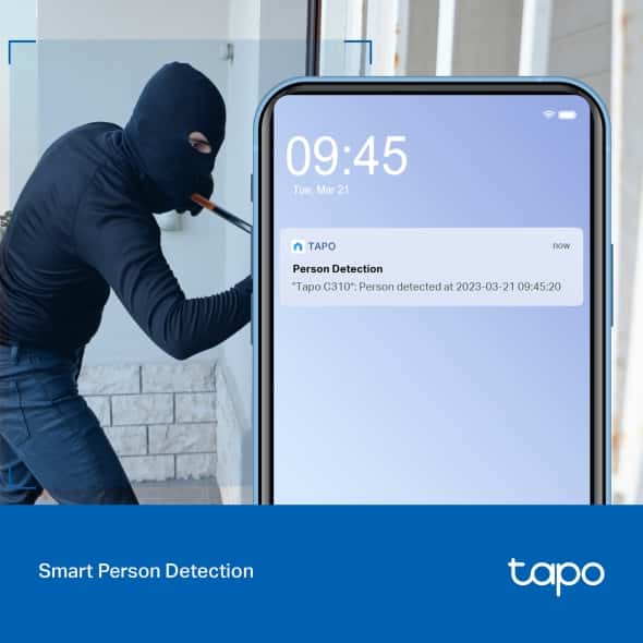 tp-link Tapo Outdoor Security Wi-Fi Camera, Ultra-High-Definition Video, Wired or Wireless Networking, Advanced Night Vision, Motion Detection and Notifications (AI), Sound and Light Alarm, Two-Way Audio, up to 512 GB, Voice Control | Tapo C310 V2.2 thumbnail 6