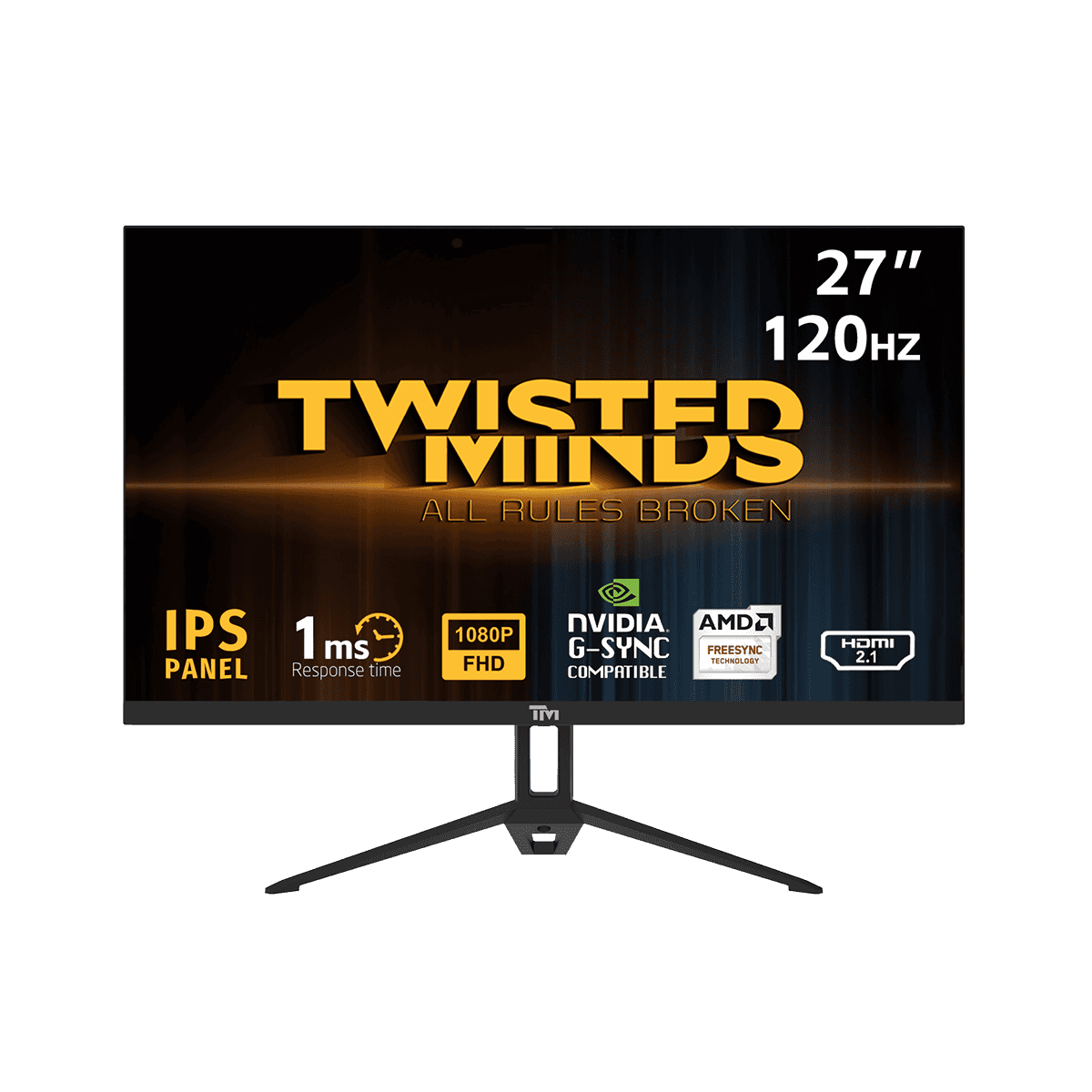Twisted Mind ECO SERIES 27 Inch 120hz, 1MS, Gaming Monitor, FHD, HDMI 2.1 & DP 1.4, Black | TM27FHD120IPS thumbnail 1