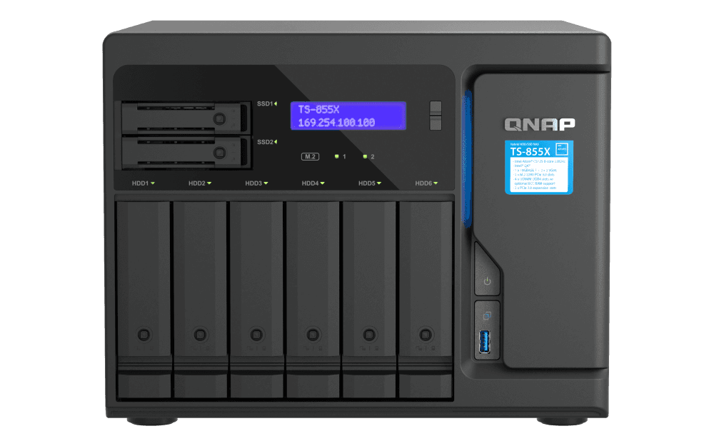 QNAP TS-855X-8G 8-BAY NAS, Intel Atom C5125 8-core processor, 2.8GHz, 4 x U-DIMM DDR4, upto 128 GB (4 x 32 GB), 64-bit x86, 4 x U-DIMM DDR4 Support ECC memory |  TS-855X-8G thumbnail 4