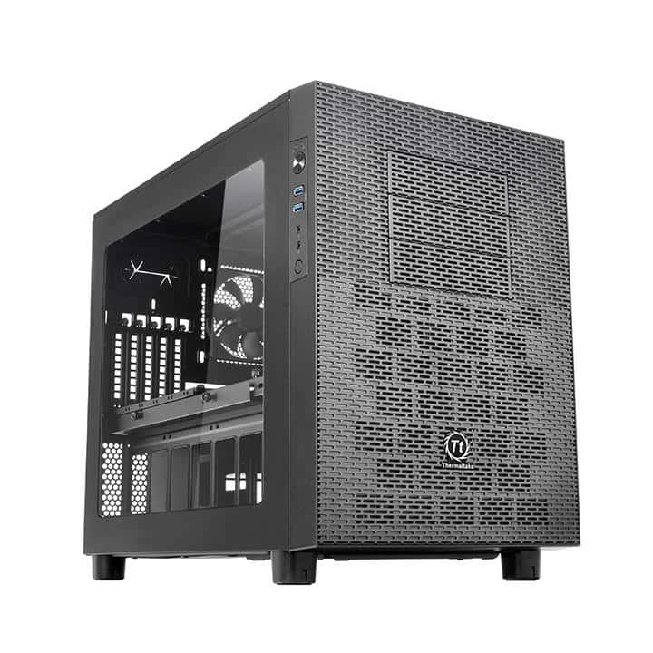 Thermaltake Core X2 mATX Cube Case, Transparent Window, Supports Up to Micro ATX MB, 5 Expansion Slots, USB 3.0 x 2, HD Audio x 1,  Black | CA-1D7-00C1WN-00 thumbnail 1