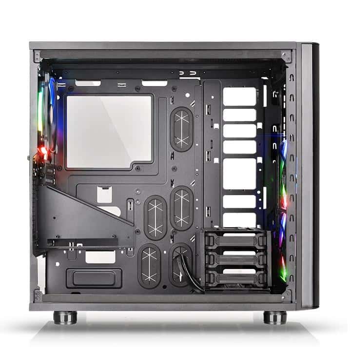 Thermaltake View 31 Tempered Glass RGB Edition Mid-tower case, 3x Preinstalled 140mm fans, supports up to ATX MB, 8 + 2 Expansion Slots, 4mm Tempered Glass x 2, USB 3.0 x 2, USB 2.0 x 2, HD Audio x 1 | CA-1H8-00M1WN-01 thumbnail 5