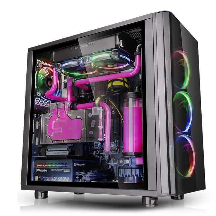 Thermaltake View 31 Tempered Glass RGB Edition Mid-tower case, 3x Preinstalled 140mm fans, supports up to ATX MB, 8 + 2 Expansion Slots, 4mm Tempered Glass x 2, USB 3.0 x 2, USB 2.0 x 2, HD Audio x 1 | CA-1H8-00M1WN-01 thumbnail 7