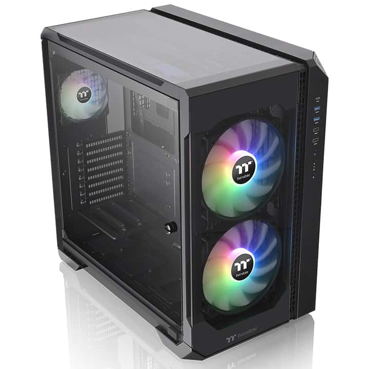 Thermaltake View 51 Tempered Glass Full-Tower PC Chassis, ARGB Edition, 8 Expansion Slots, 4x Drive Bays,  Black | CA-1Q6-00M1WN-00 thumbnail 4