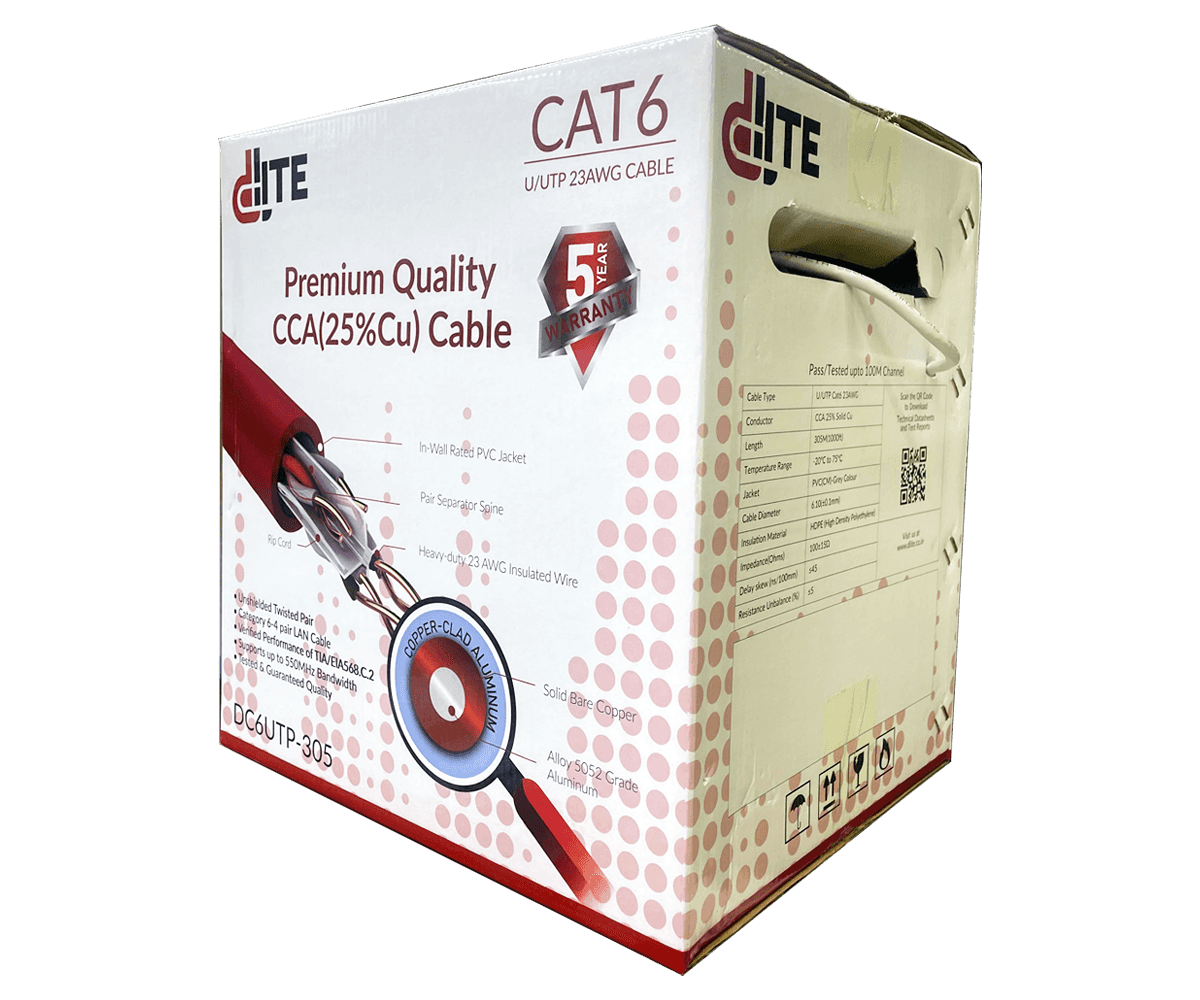 Dlite CAT6 23AWG CCA 25% Cu U/UTP CAT6 PVC Network Cable 305 Meters | Dlite DC6UTP-305 thumbnail 3