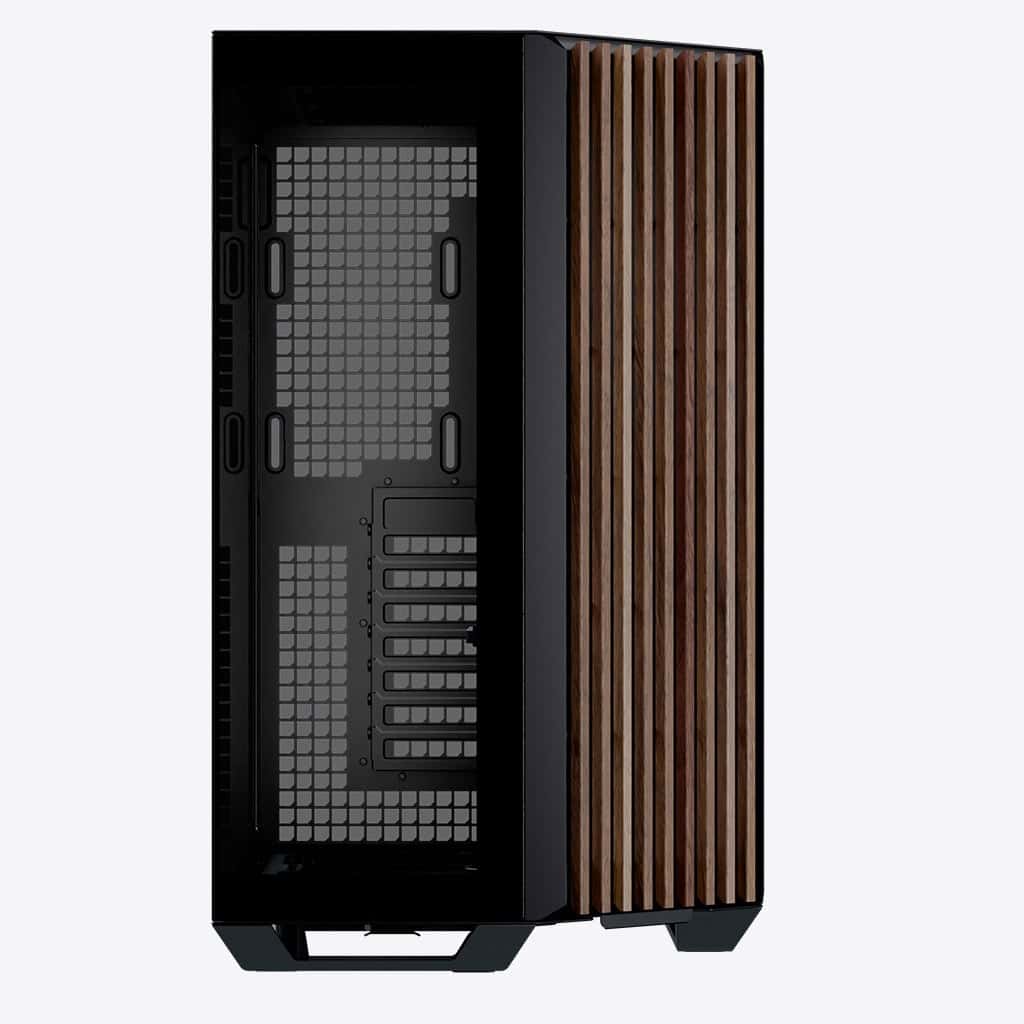 APNX V1 V1-W-BK-v1 ATX Mid Tower Black/Wood Computer Case, Upto ATX Motherboards, Upto 360mm Radiators, Vertical GPU Holder Kit, Adjustable Motherboard Displacement, Black  | V1-W-BK-v1 thumbnail 3
