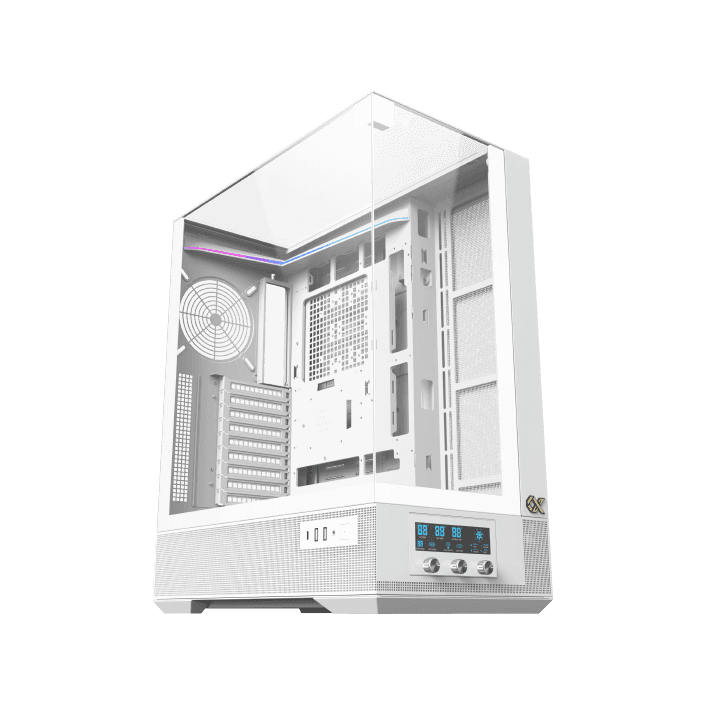 Xigmatek Vision Pro Arctic E-ATX ARGB Case, 3x Tempered Glass, Smart Fan Control LCD Display Panel, 9x Fans Supports, MoBo Upto E-ATX, GPU Upto 410mm, Cooler Upto 360mm, White | EN45172 thumbnail 2