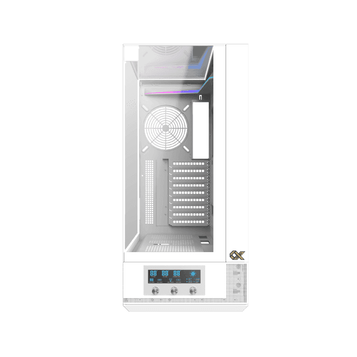 Xigmatek Vision Pro Arctic E-ATX ARGB Case, 3x Tempered Glass, Smart Fan Control LCD Display Panel, 9x Fans Supports, MoBo Upto E-ATX, GPU Upto 410mm, Cooler Upto 360mm, White | EN45172 thumbnail 3