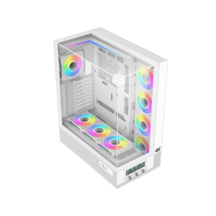Xigmatek Vision Pro Arctic E-ATX ARGB Case, 3x Tempered Glass, Smart Fan Control LCD Display Panel, 9x Fans Supports, MoBo Upto E-ATX, GPU Upto 410mm, Cooler Upto 360mm, White | EN45172 thumbnail 9