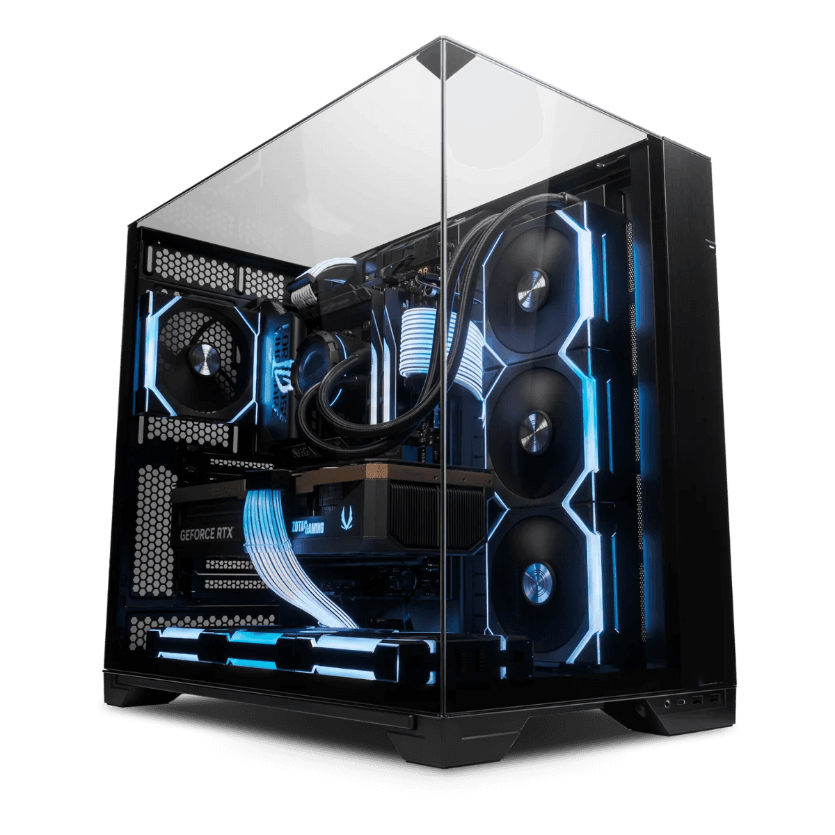 High-End Gaming PC: Intel Core i7-14700F 14th Gen + ZOTAC GAMING 5070 Solid 12GB GDDR7, 32GB DDR5 6000MHz RGB, 1TB NVMe 6000MB/s SSD, 360mm Lian Li HYDROSHIFT II LCD AIO, 750W PSU, ASUS WiFi 6E, Lian Li O11 Vision Compact thumbnail 1
