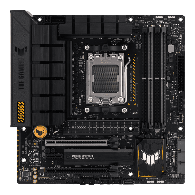 ASUS TUF GAMING B650M-PLUS Micro-ATX AMD Motherboard, AM5 Socket, AMD B650 Chipset, 4x 2-Channel DDR5 128GB Max, 2x M.2, 1x PCIe 4.0/3.0 x16, 4x SATA 6Gb/s, 1xHDMI/1xDP | 90MB1BG0-M0EAY0 thumbnail 1