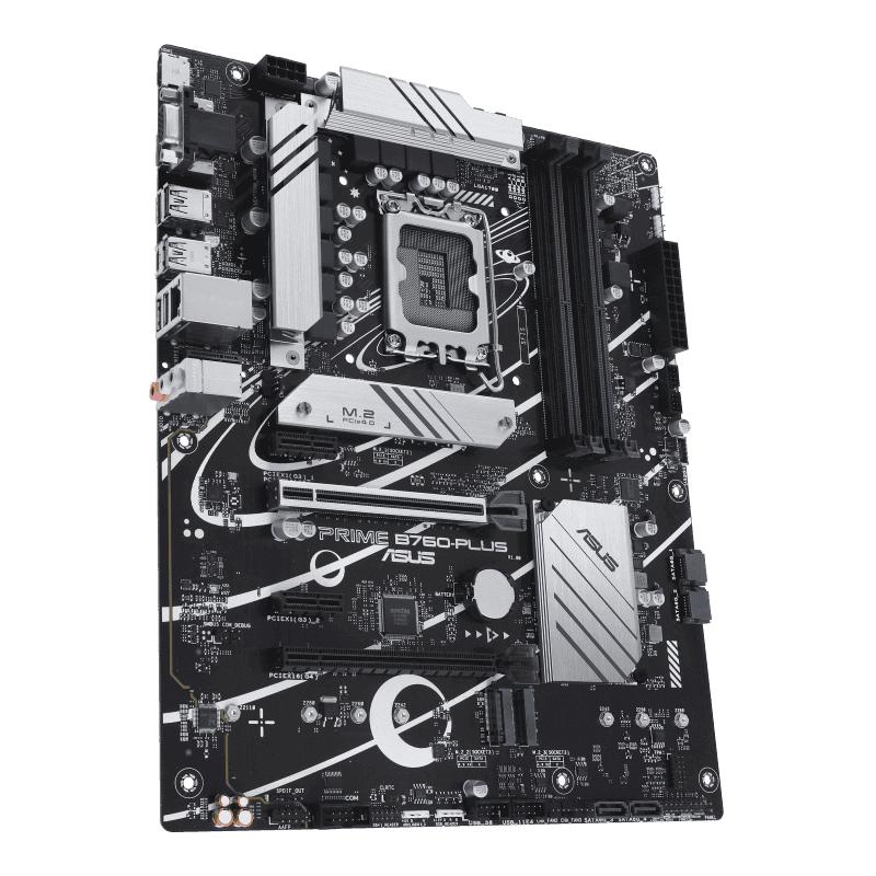 ASUS Prime B760-PLUS, an Intel?? B760 LGA 1700 ATX motherboard with PCIe 5.0, three PCIe 4.0 M.2 slots, DDR5, Realtek 2.5Gb Ethernet, DisplayPort, VGA, HDMI???, SATA 6 Gbps, USB 3.2 Gen 2x2 Type-C??, front USB 3.2 Gen 1 Type-C??, 90MB1EF0-M0EAY0 thumbnail 2