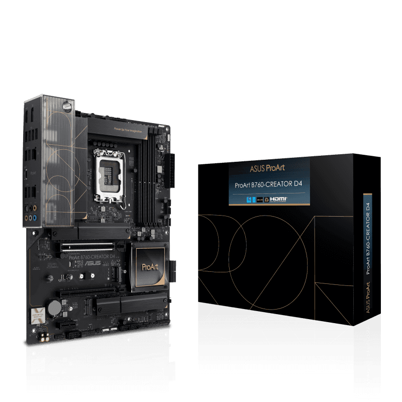 Asus ProArt B760-Creator D4 DDR4 Motherboard, LGA1700 Socket, Intel B760 Chipset, M.2 Heatsink, PCIe 5.0, Thunderbolt 4 Header, 2.5G + 1G LAN, Max Memory 128GB 4xDIMM , 90MB1DU0-M0EAY0 thumbnail 1