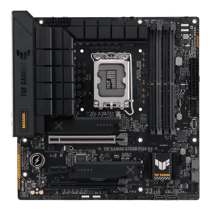 ASUS TUF GAMING B760M-PLUS D4 LGA1700 Micro-ATX Motherboard, Intel B760 Chipset, 4x DDR4 DIMM, 128GB Max Memory, SATA 6 Gbps, HDMI, DP, USB 3.2 Gen 1 Type-C | 90MB1DI0-M0EAY0 thumbnail 4