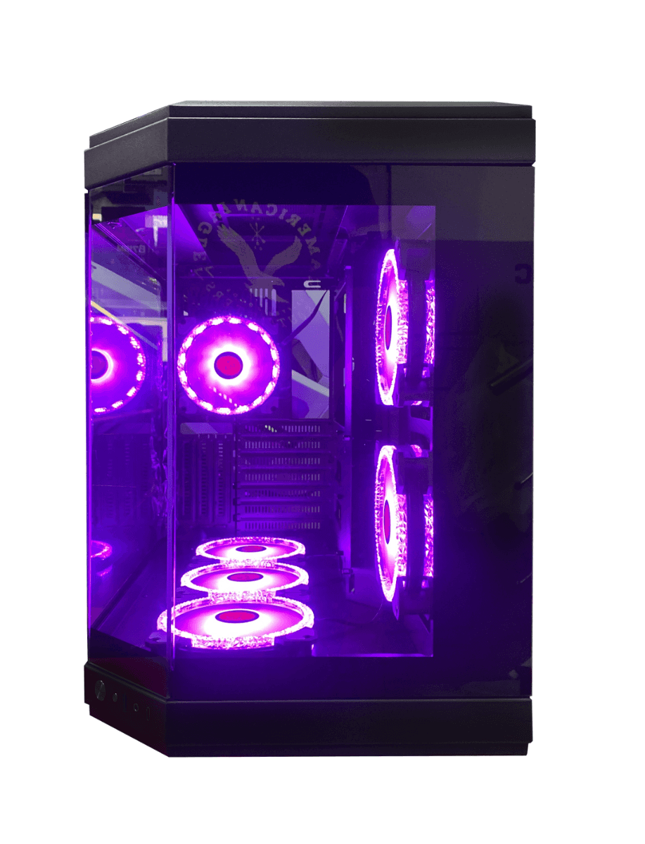 WJCOOLMAN Y40 - 6F Diamond ATX Gaming PC Case, Tempered Glass Pannels, Up to 360mm Radiators Support, 6x Pre Installed Diamond Fans, ???3.5???HDD *2. ???2.5??? SDD*2, USB 3.0 *1/Type-C *1, Black | Y40 - 6F thumbnail 1