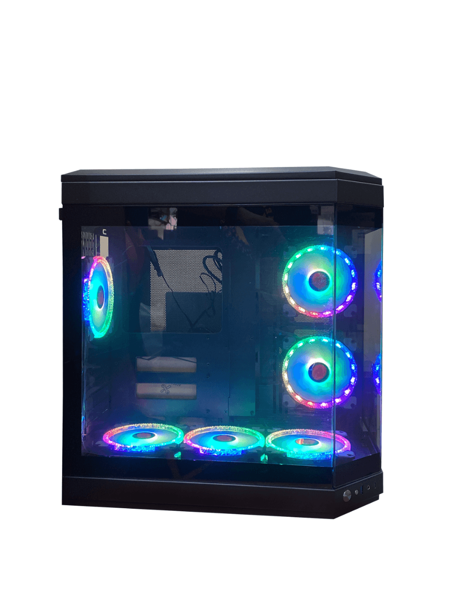 WJCOOLMAN Y40 - 6F Diamond ATX Gaming PC Case, Tempered Glass Pannels, Up to 360mm Radiators Support, 6x Pre Installed Diamond Fans, ???3.5???HDD *2. ???2.5??? SDD*2, USB 3.0 *1/Type-C *1, Black | Y40 - 6F thumbnail 8