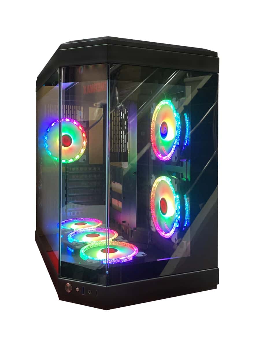 WJCOOLMAN Y40 - 6F Diamond ATX Gaming PC Case, Tempered Glass Pannels, Up to 360mm Radiators Support, 6x Pre Installed Diamond Fans, ???3.5???HDD *2. ???2.5??? SDD*2, USB 3.0 *1/Type-C *1, Black | Y40 - 6F thumbnail 5