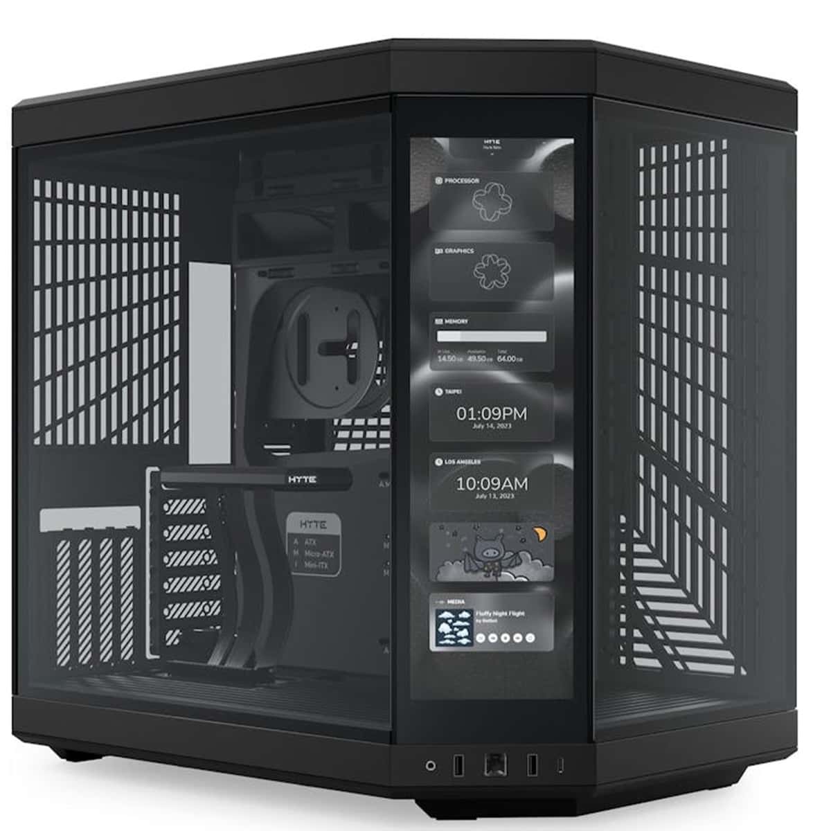 Hyte Y70 Touch Dual Chamber Mid-Tower ATX Case, ITX, mATX, ATX, EATX, PCIE 4.0 x 16 riser cable included, 1x USB-C 3.2 Gen 2, 2x USB-A 3.2 Gen 1, 1x 3.5mm Audio/Mic Combo Jack Black | CS-HYTE-Y70-B-L thumbnail 3