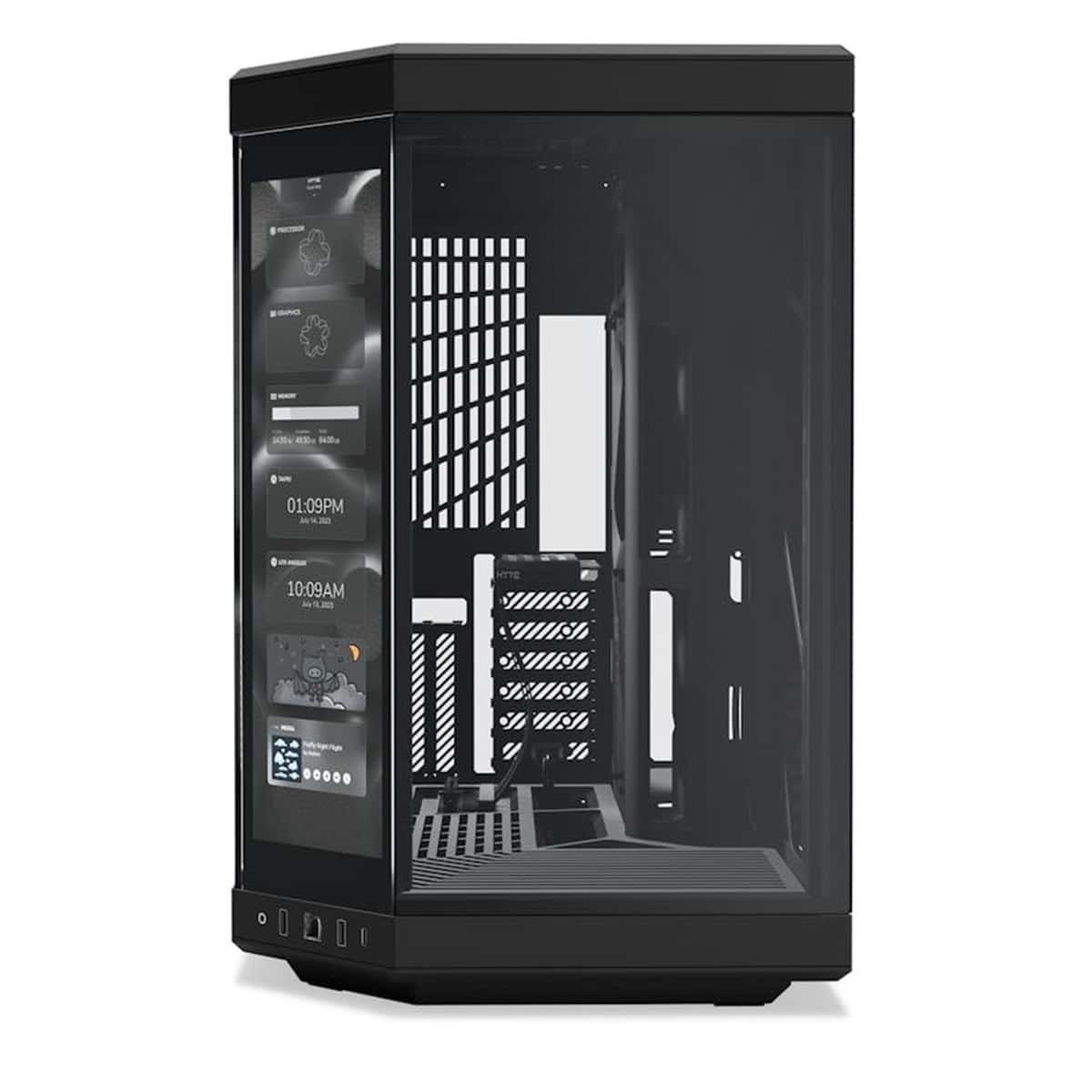 Hyte Y70 Touch Dual Chamber Mid-Tower ATX Case, ITX, mATX, ATX, EATX, PCIE 4.0 x 16 riser cable included, 1x USB-C 3.2 Gen 2, 2x USB-A 3.2 Gen 1, 1x 3.5mm Audio/Mic Combo Jack Black | CS-HYTE-Y70-B-L thumbnail 2