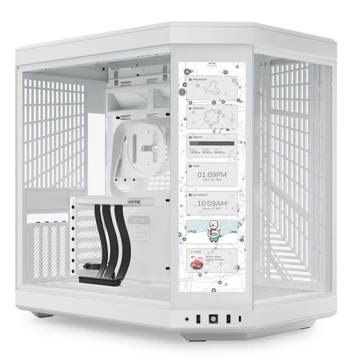 Hyte Y70 Touch Dual Chamber Mid-Tower ATX Case, ITX, mATX, ATX, EATX, PCIE 4.0 x 16 riser cable included, 1x USB-C 3.2 Gen 2, 2x USB-A 3.2 Gen 1, 1x 3.5mm Audio/Mic Combo Jack White | CS-HYTE-Y70-WW-L thumbnail 1