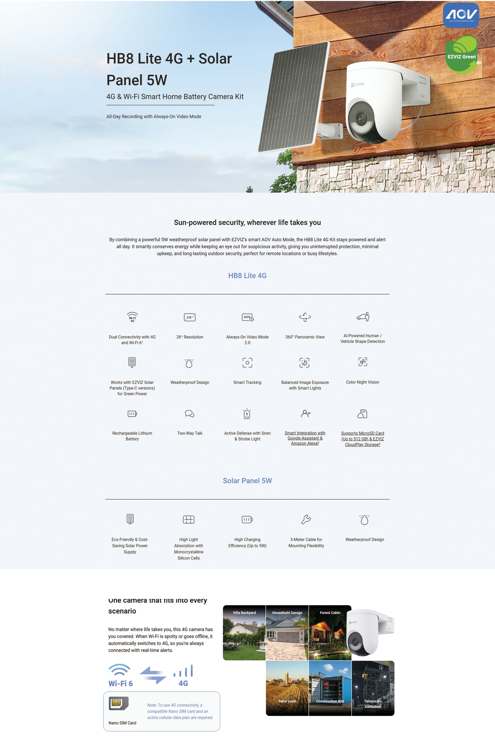 EZVIZHB8LITE4GANDWIFISMARTBATTERYSECURITYCAMERAKIT4MP2KRESOLUTION360DEGREEPANANDTILTCOVERAGEINCLUDES5WSOLARPANELANDUSBTYPECPRODUCTOVERVIEWIMAGE