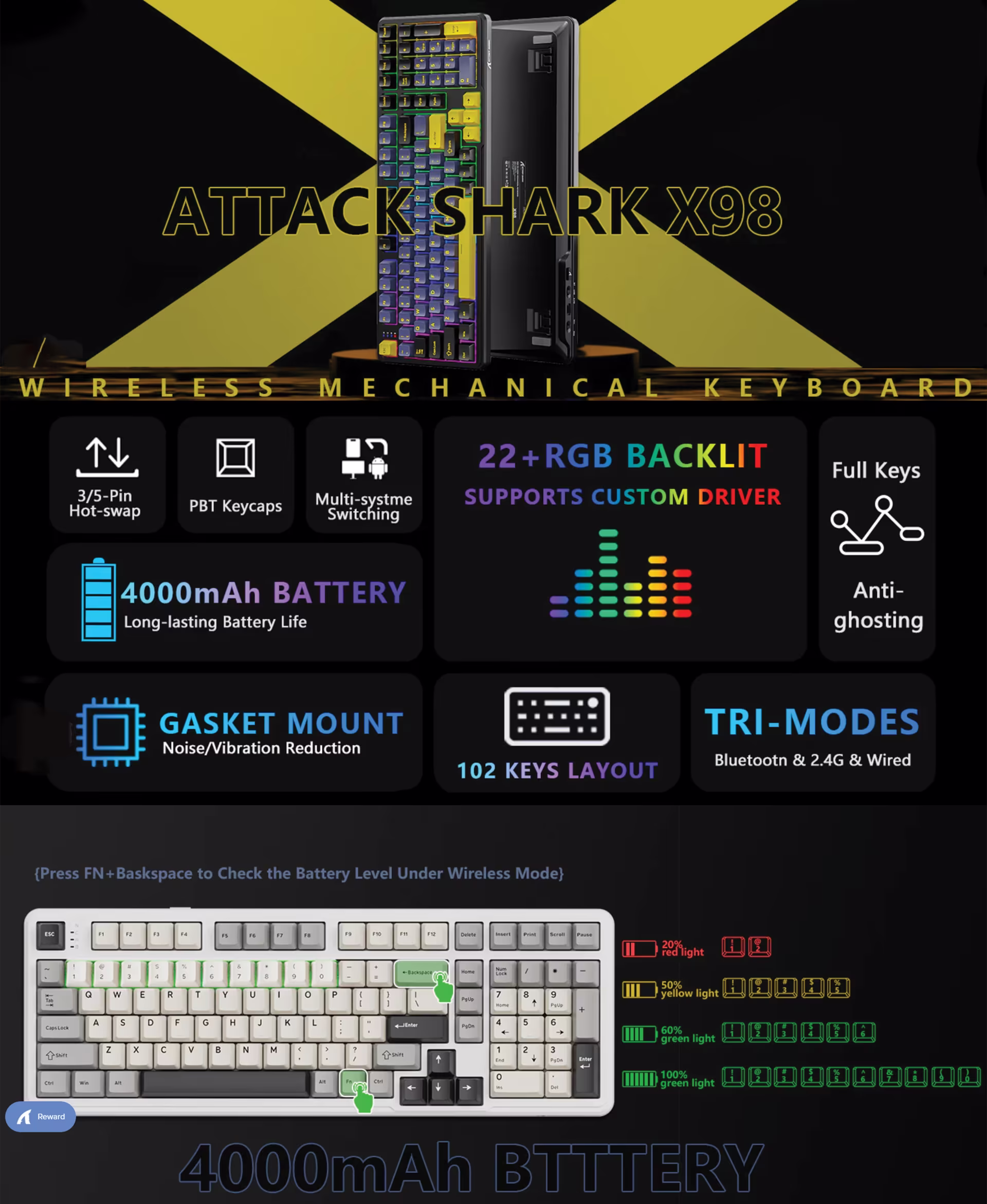 ATTACK SHARK X98