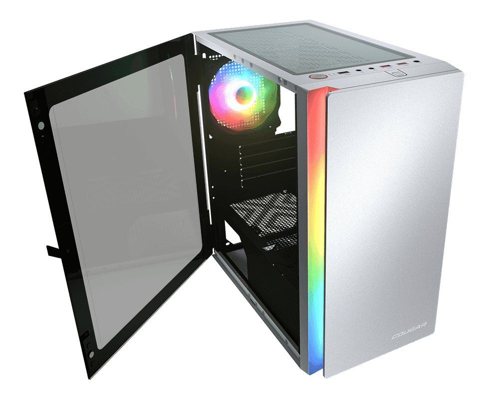 Cougar Cougar Purity RGB Mini Tower Case, 3mm Hinged Tempered Glass Panel, 1x Pre-Installed aRGB Fan, Up to 5xFan & 240mm Radiator Support, White | 385PC40.0002 - product view 2 of 8
