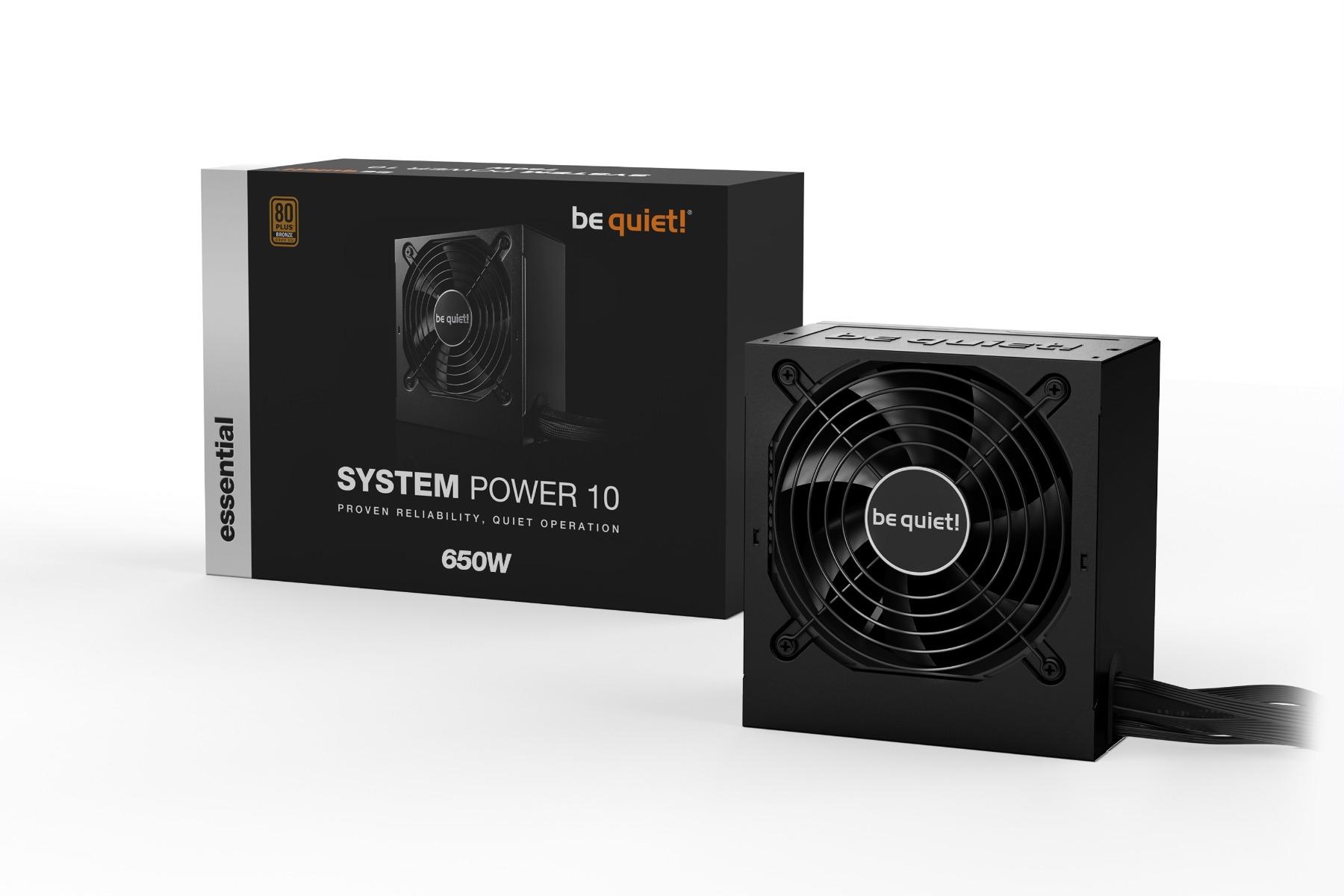 Be Quiet! System Power 10 Non-Modular Power Supply, 650W Power, 80 Plus Bronze Efficiency, 120mm Fan, DC-to-DC Technology, Active PFC, Sleeve Bearing Fan, 4-Pole Fan Motor, Black | BN328 – Buy Online
