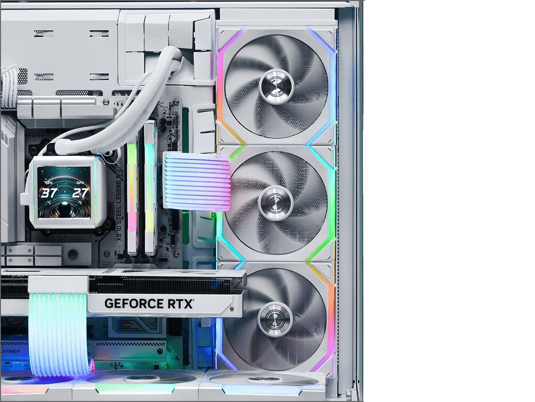 Nanotech White Gaming PC: AMD Ryzen 7 7800X3D, RTX 5060 White OC, 32GB DDR5 6000MTs, 1TB NVME, Strimer Cables, Wireless Fans, 750W - product view 2 of 2