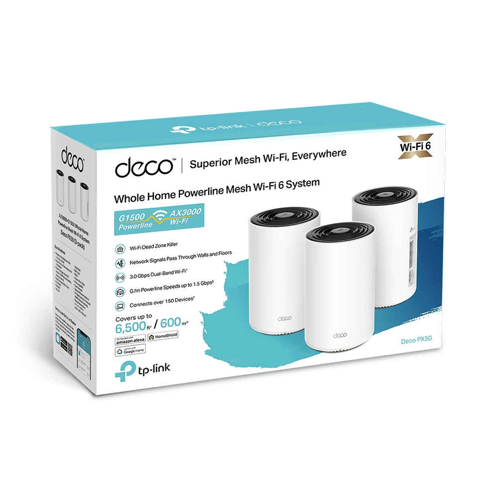 Tp-Link Deco PX50 AX3000 + G1500 Whole Home Powerline Mesh WiFi 6 System