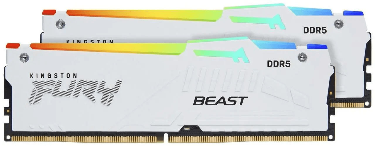 Kingston Kingston FURY Beast RGB 64GB (2x 32) DDR5-6000 White Memory Kit (RAM), Ultra-Low Latency CL30, Intel XMP & AMD EXPO | KF560C30BWEAK2-64 - product view 2 of 2