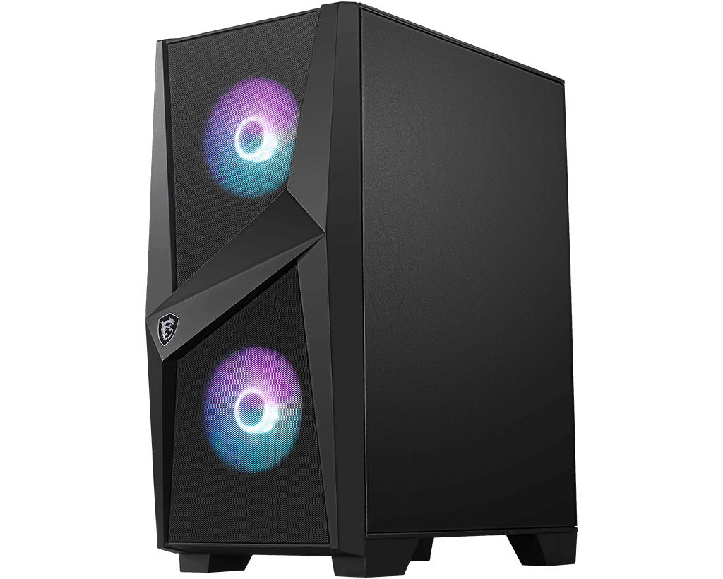 MSI Msi Mag Forge 100R Usb 3.2 Mid Tower Pc Gaming Case With RGB Fan And 4 mm Tempered Glass - Black - product view 3 of 4