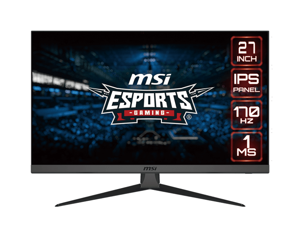MSI MSI G2722 Gaming Monitor, 27" FHD 1920x1080 IPS Anti-glare Display, 170Hz Refresh Rate, 1ms (MPRT) Response Time, 16.7M Display Colors, FreeSync Premium, 2x HDMI 1x DP, Black | 9S6-3CB51T-078 - product view 2 of 5