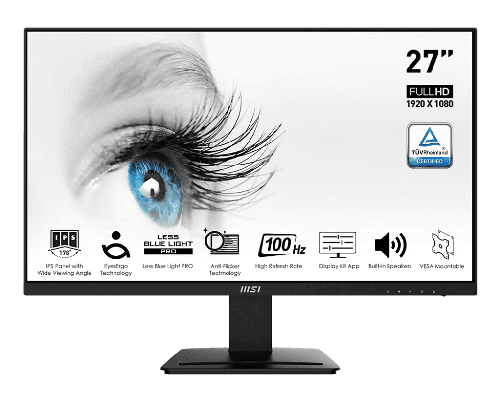 MSI PRO MP273A 100HZ EYE CARE  WITH SPEAKER  MONITOR | 9S6-3PB4CH-070 – Buy Online