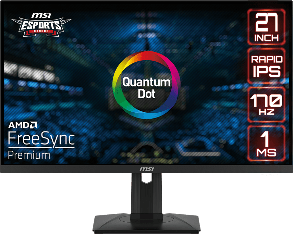 MSI MSI G274QPF-QD Esports Flat Gaming Monitor, 27" WQHD 170Hz Rapid IPS Display, 1ms Response Time, VESA DisplayHDR 400, NVIDIA G-Sync Comptaible, Black | 9S6-3CC29H-051 - product view 2 of 5