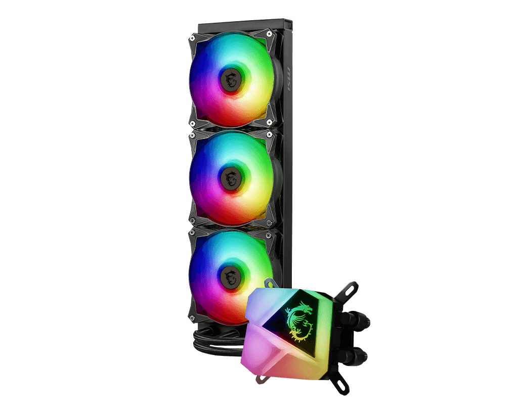 MSI MSI MAG Coreliquid C360 CPU Liquid Cooler, Compatible with Intel Socket LGA1700, 360mm Radiator Size, 78.73 CFM Fan Airflow, Two Ball Bearing, 4pin PWM, 2000 RPM Speed, ARGB, Black | 306-7ZW2R31-813 - product view 3 of 4