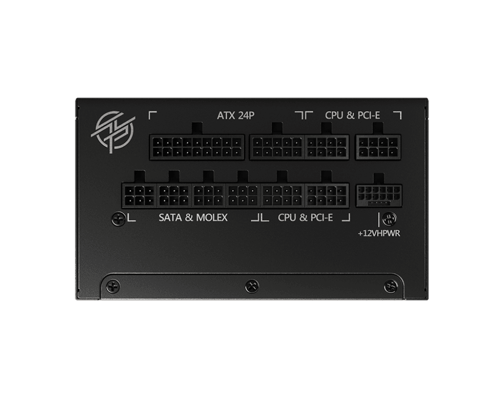 MSI  MSI MPG A1000G PCIE5 1000W Power Supply, Full Modular Design, 80 Plus Gold Certified, 135mm Active PFC Fan, Compliant with PCIe 5.0, 100% All Japanese 105??C Capacitor, Black | 306-7ZP7C18-ECP - product view 2 of 5