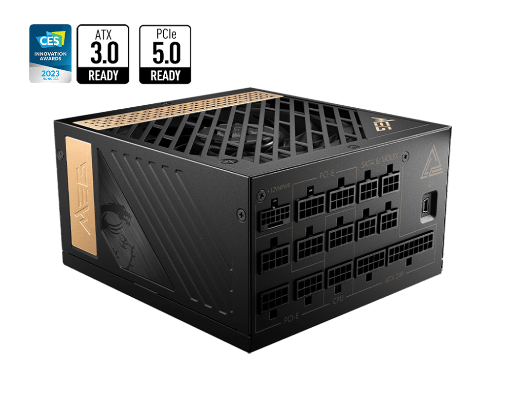 MSI MEG Ai1300P PCIE5 1300W Power Supply (PSU), ATX 3.1 PCIe 5.1, Native 16-Pin, 80 PLUS Platinum | 306-7ZP4A18-CE0 – Buy Online