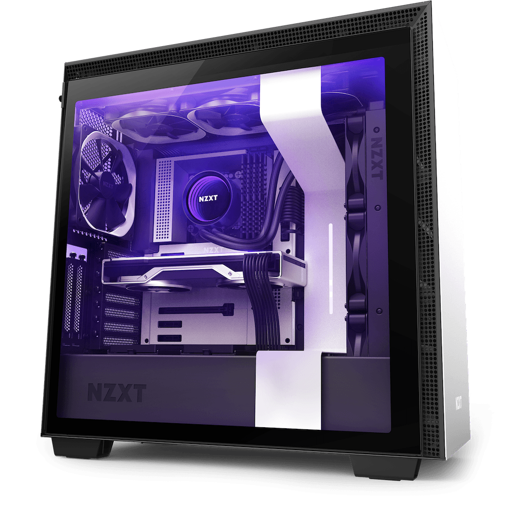 NZXT H710i ATX Mid Tower PC Gaming Case, Front I/O USB Type-C Port, Vertical GPU Mount, Integrated RGB Lighting, Water-Cooling Ready, White/Black | CA-H710i-W1 - product view 2 of 6