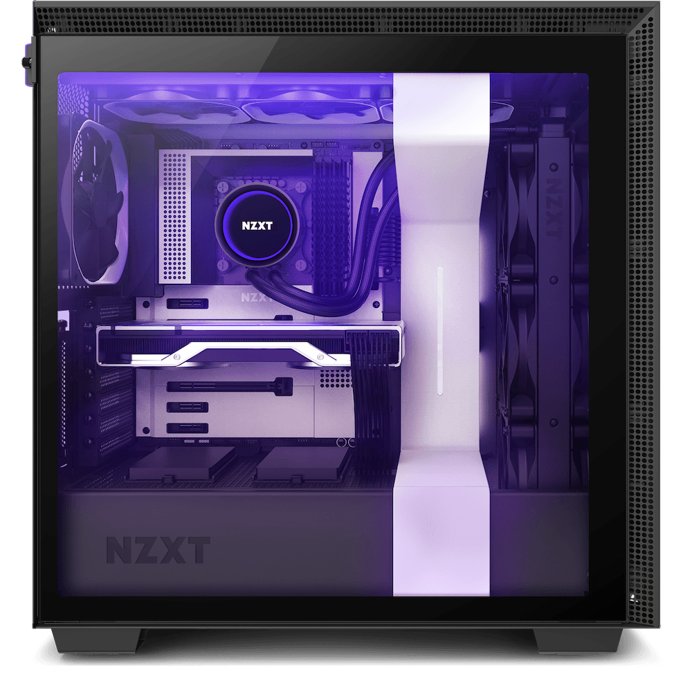 NZXT H710i ATX Mid Tower PC Gaming Case, Front I/O USB Type-C Port, Vertical GPU Mount, Integrated RGB Lighting, Water-Cooling Ready, White/Black | CA-H710i-W1 - product view 1 of 6
