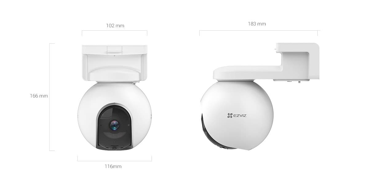 EZVIZ Ezviz CS-EB8 Pan & Tilt 4G Security Camera, 1/2.8 3MP Progressive Scan CMOS Sensor, Pan 340, Tilt 65, 3D DNR, IR 15m Night Vision Distance, White | CS-EB8 - product view 2 of 3