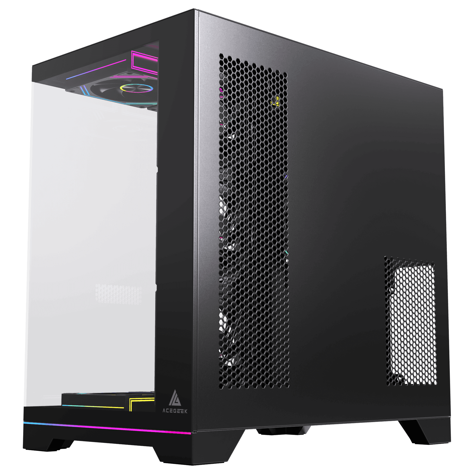 ACEGEEK AceGeek Mercury R425X RGB Edition ATX Mid Tower Gaming Case, 7 Pre-Installed RGB Fans, High Speed USB Type-C Black | Mercury R425X RGB - product view 2 of 6