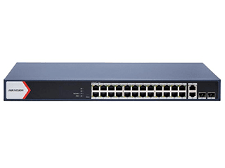 Hikvision DS-3E1528P-EI/M 24-Port Gigabit Smart PoE Switch, 230W Power Budget, 2x RJ45 & 2x SFP Uplinks, 300m Range, 6KV Surge Protection | DS-3E1528P-EI/M – Buy Online