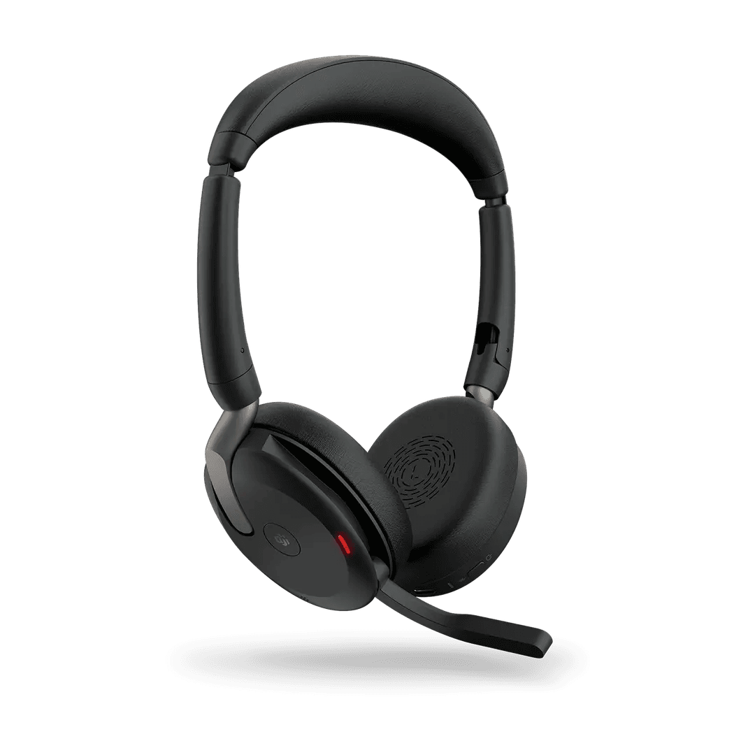 Jabra Jabra Evolve2 65 Flex MS Stereo Wireless Headset, USB-A, Bluetooth, Active Noise Cancellation (ANC), Foldable Design, 360° Busylight, Dual Microphones, Black | 26699-999-999 - product view 2 of 4