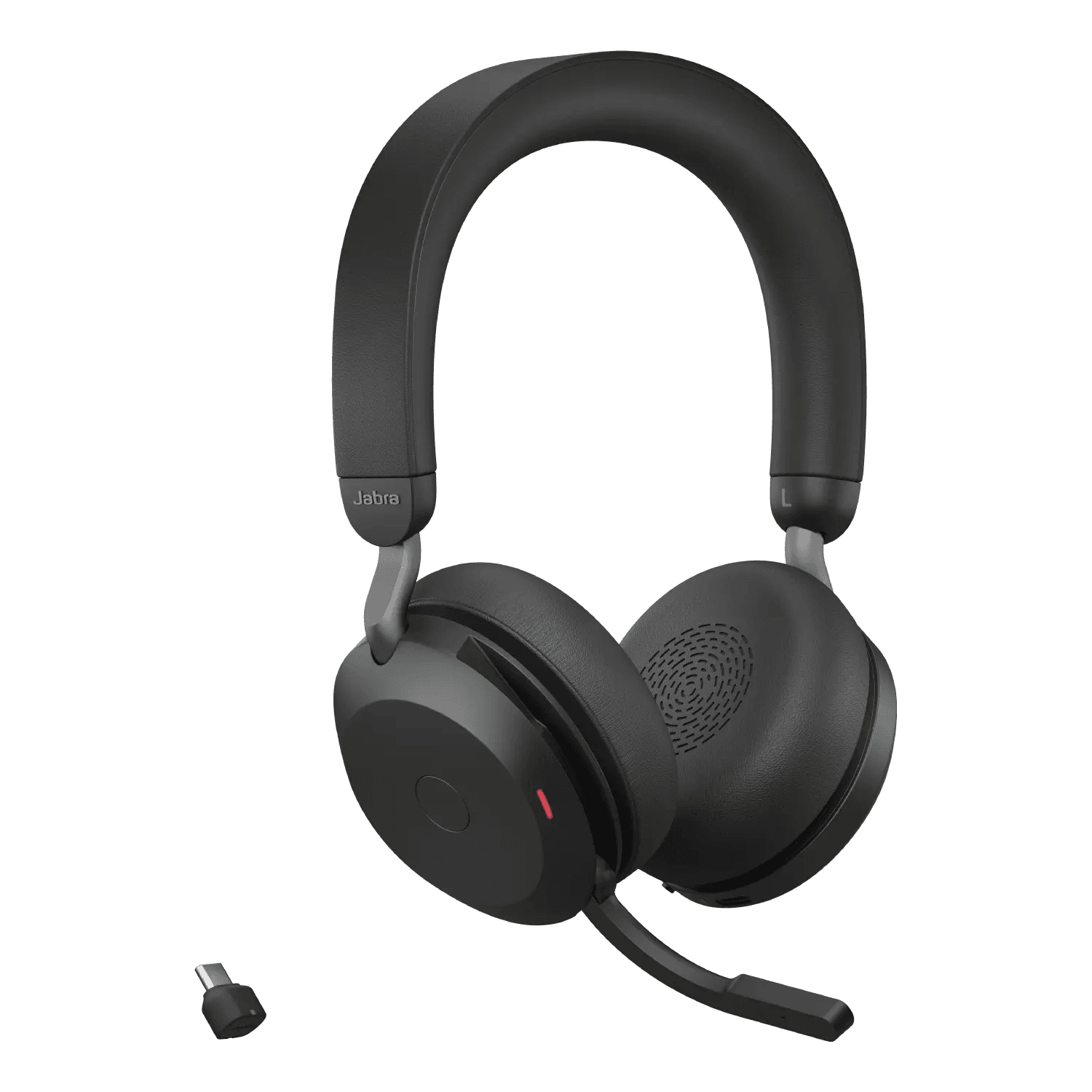Jabra Jabra Evolve2 75 USB-C UC Wireless Headset with Charging Stand, Active Noise-Cancellation ANC, Microphone, On-ear headband, USB-A/USB-C BT Adapter, BT 5.2, Black | 27599-989-889 - product view 3 of 4