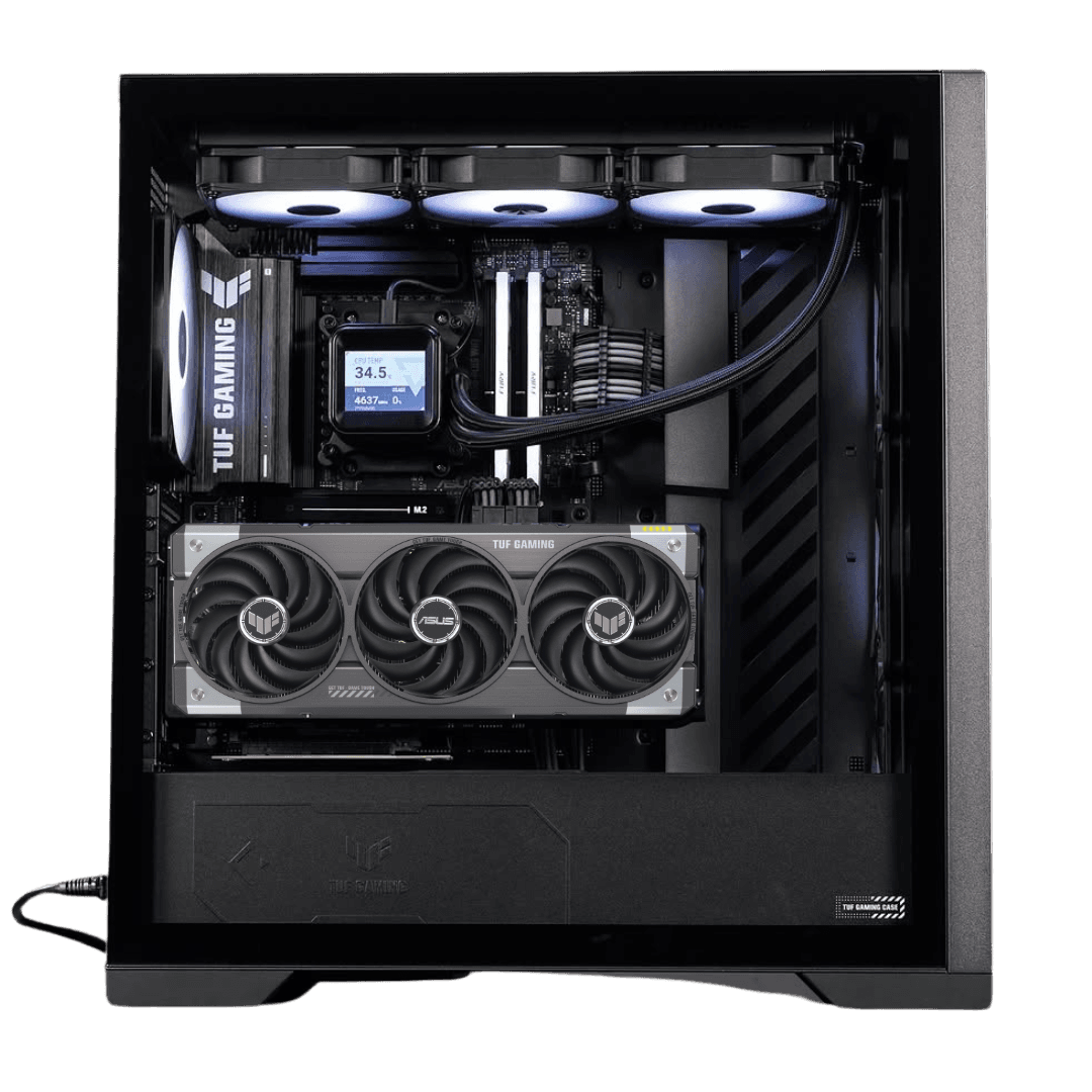 Asus ASUS Powered Gaming & Rendering PC, AMD Ryzen 7 9800X3D, TUF GAMING 5070 Ti OC 16GB, 64GB (2x32GB) DDR5 6000MHz, 990 Pro 2TB NVMe, AIO Cooler, 850W - product view 2 of 2