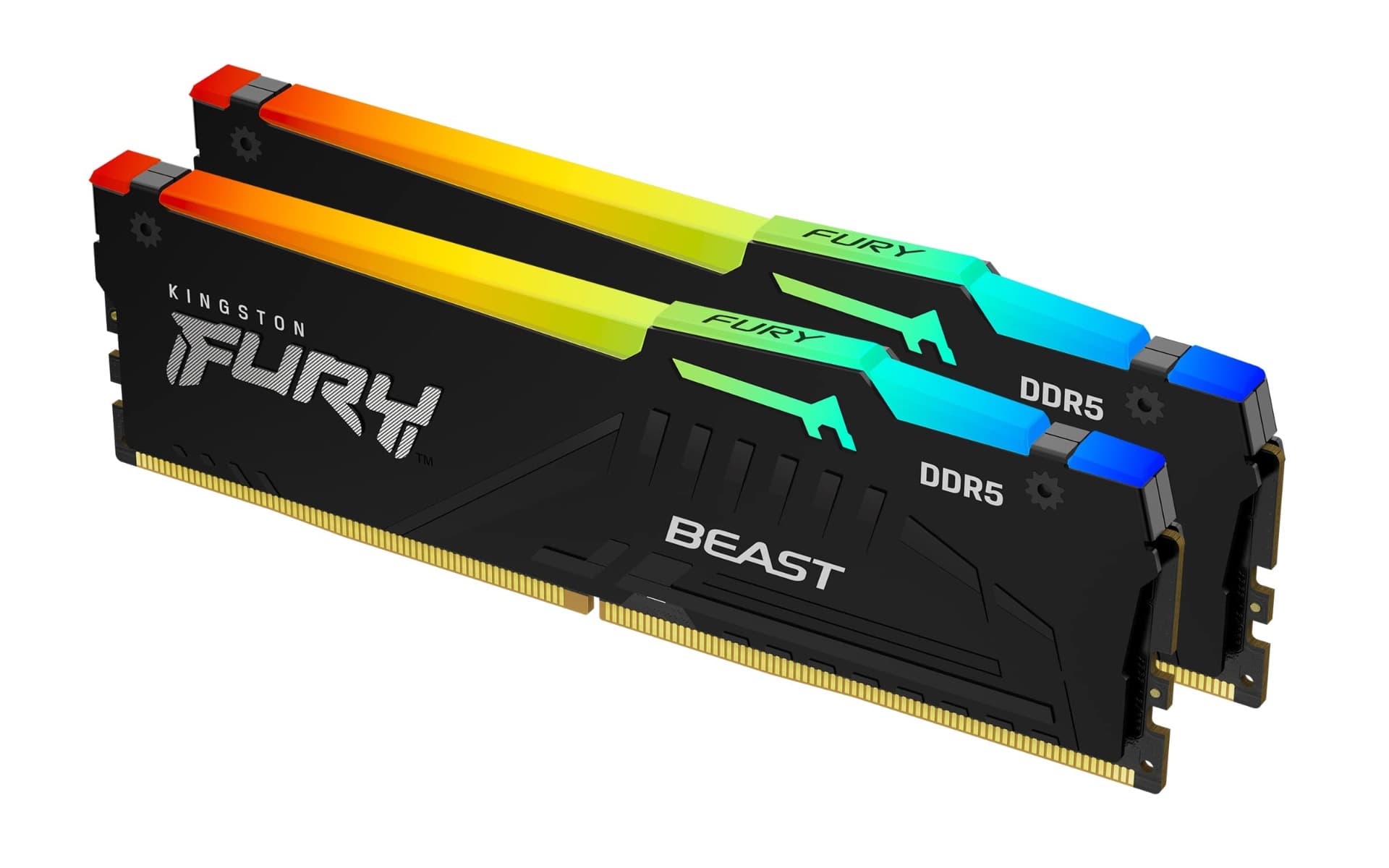 Kingston Kingston Fury Beast RGB 16GB DDR5 (2 x 8GB) Desktop Memory RAM, 6000MHz Dual Channel Kit, Non ECC Unbuffered DIMM, CL 40 CAS Latency, 1.35 Voltage, 288-Pin, Black | KF560C40BBAK2-16 - product view 1 of 4