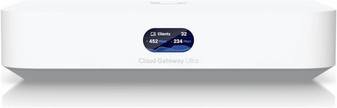 Ubiquiti Ubiquiti UniFi Cloud Gateway Ultra (UCG-Ultra) 1 Gbps Routing with IDS/IPS, 2.5 GbE WAN, 4x GbE LAN, Multi-WAN, 0.96" LCM Display | UCG-Ultra - product view 3 of 4