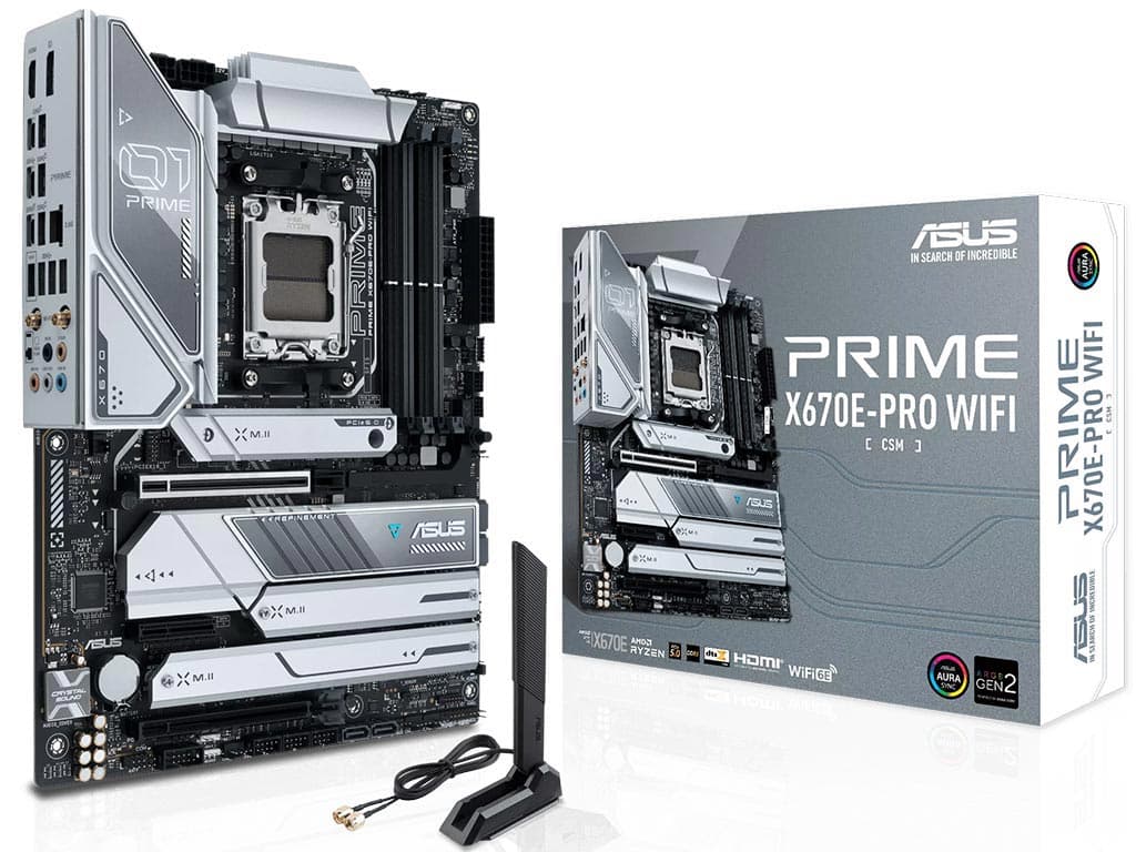 Asus Asus Prime X670E-Pro Wifi DDR5 ATX Motherboard, Socket AM5, AMD X670 Chipset, Max 128GB Memory, PCIe 5.0, Realtek 2.5Gb Ethernet, LAN Guard, Wi-Fi 6E, Bluetooth v5.2  | 90MB1BL0-M0EAY0 - product view 2 of 2