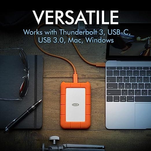 Lacie LaCie 5TB Rugged USB 3.1 Gen 1 Type-C External Hard Drive, Up to 130 MB/s Data Transfer Speed, Rugged Protection, Bus Powered. - product view 3 of 6